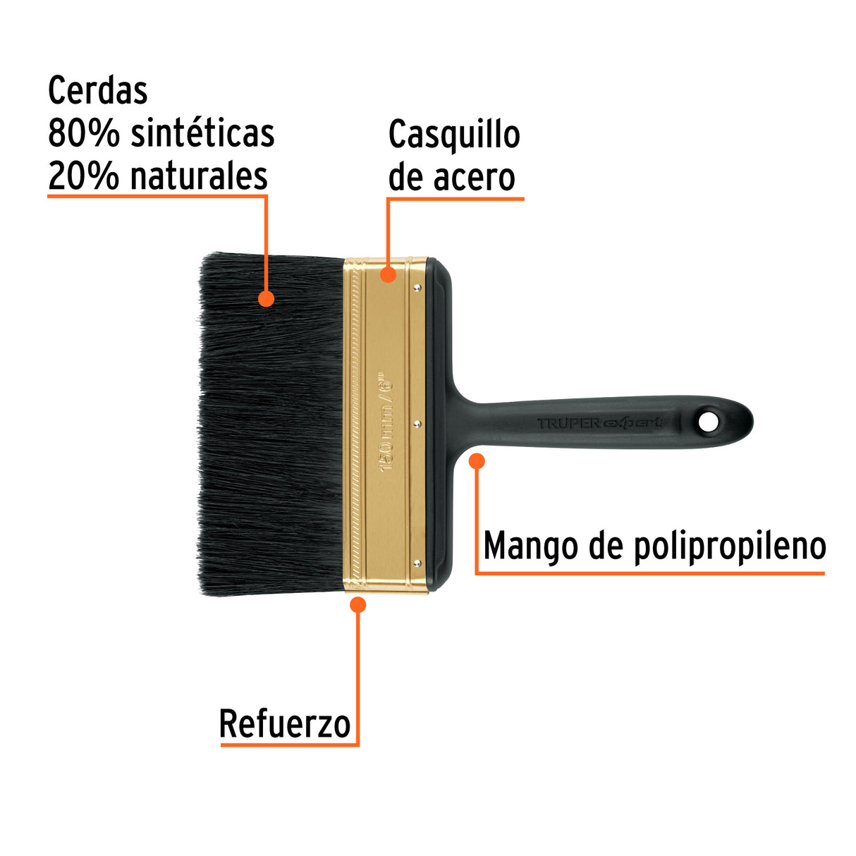 Brocha Profesional de 6' Mango de Plástico, Truper Expert