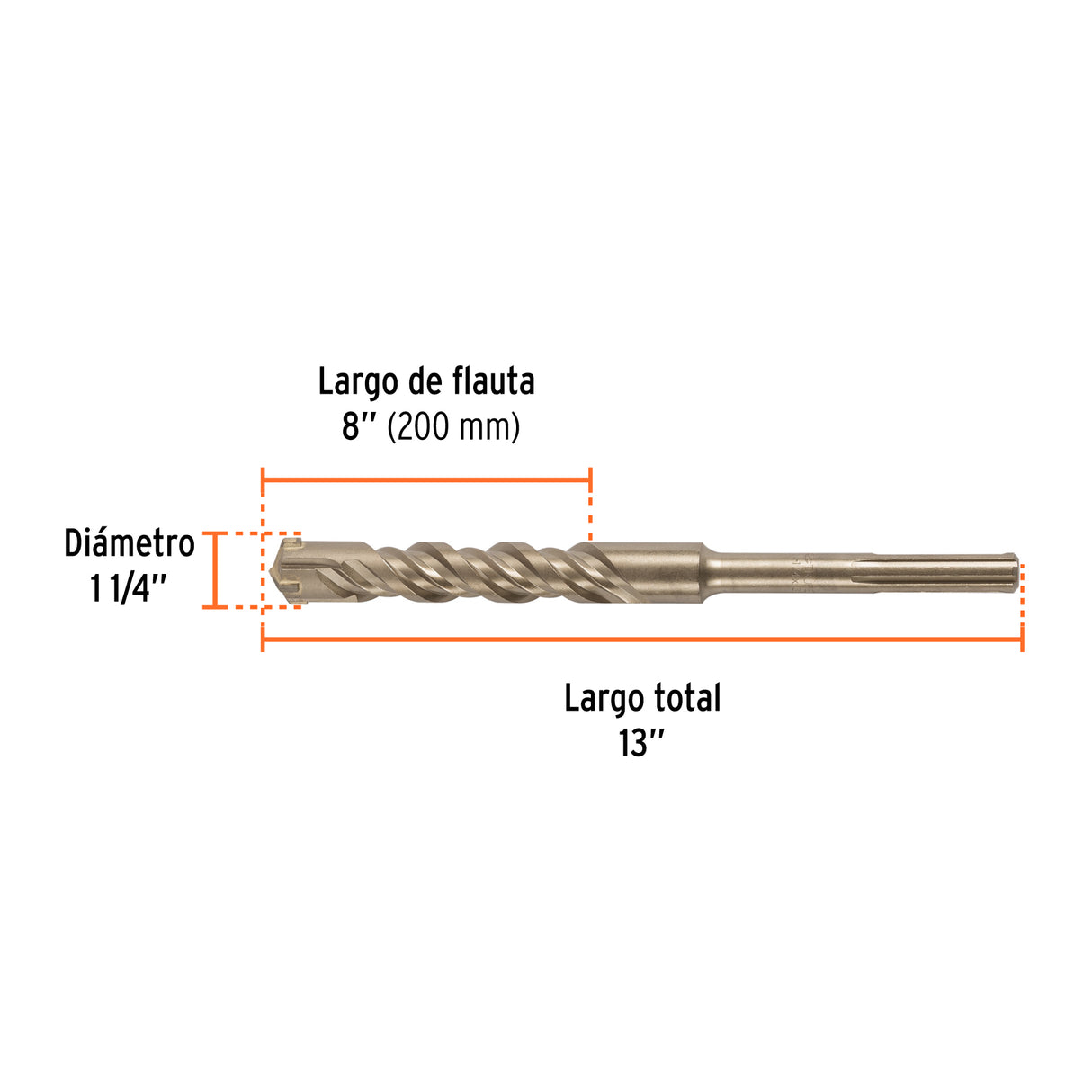 Broca SDS Ma X de 1-1/4 X 13', Truper