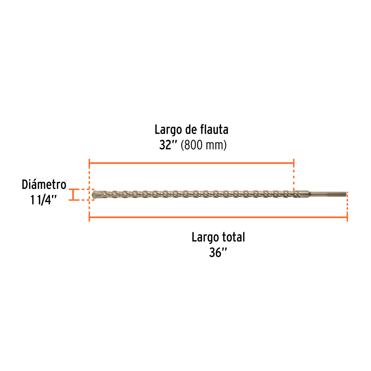 Broca SDS Ma X de 1-1/4 X 36', Truper