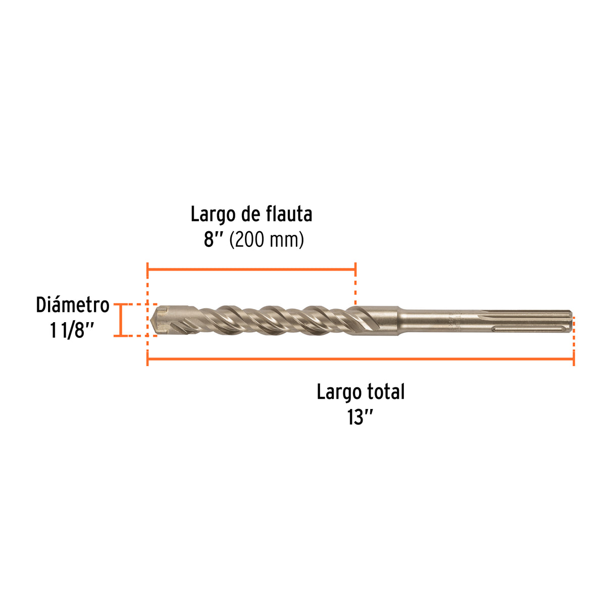 Broca SDS Ma X de 1-1/8 X 13', Truper
