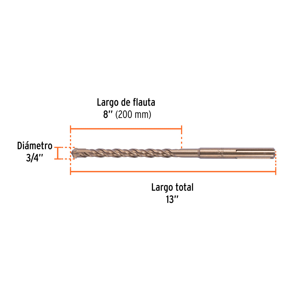 Broca SDS Ma X de 3/4 X 13', Truper