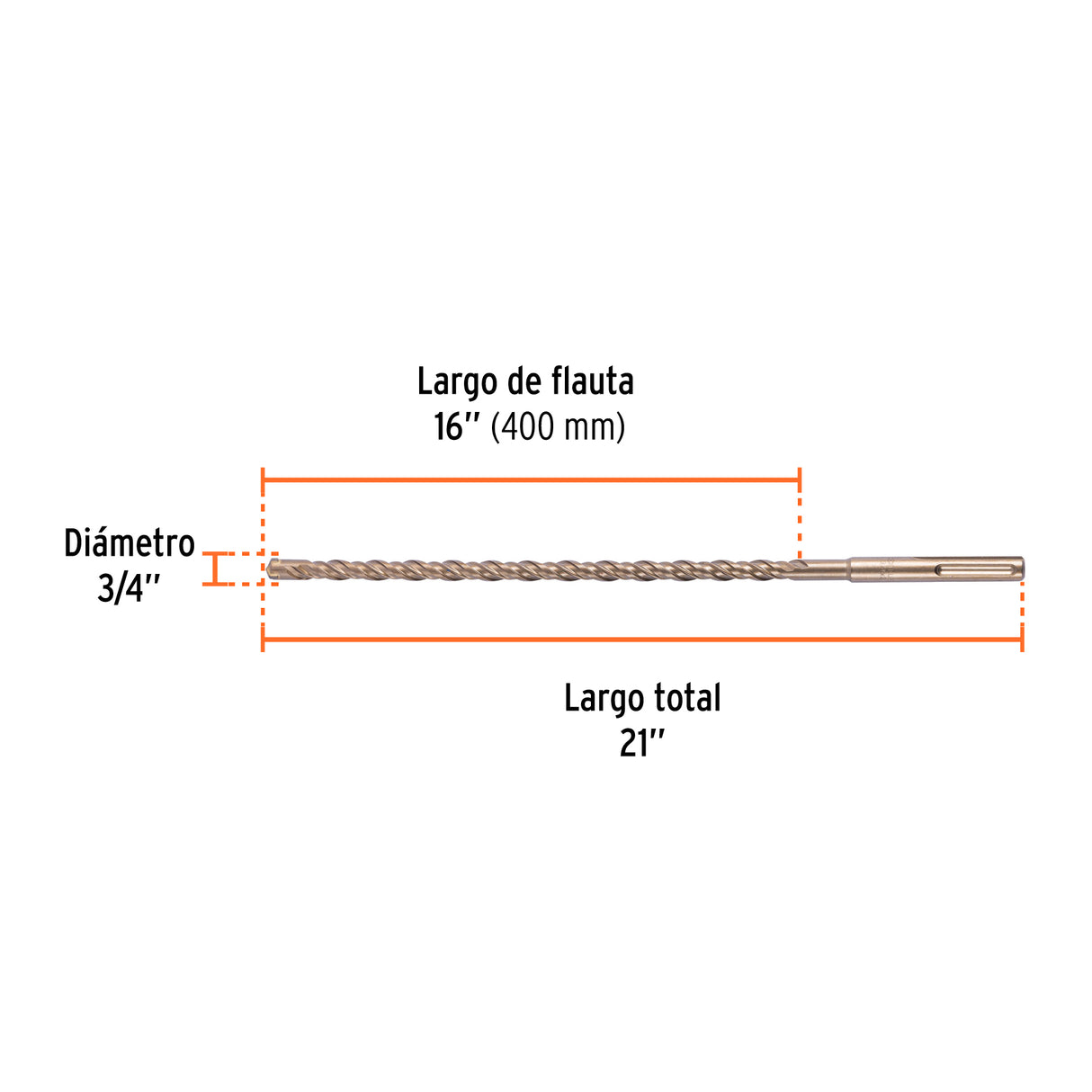 Broca SDS Ma X de 3/4 X 21', Truper