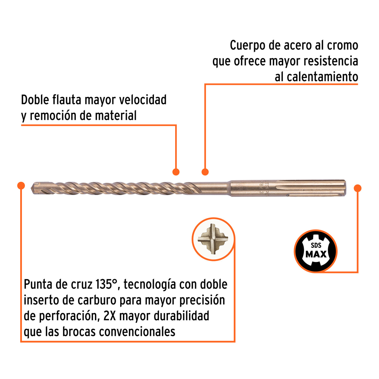 Broca SDS Ma X de 5/8 X 13', Truper