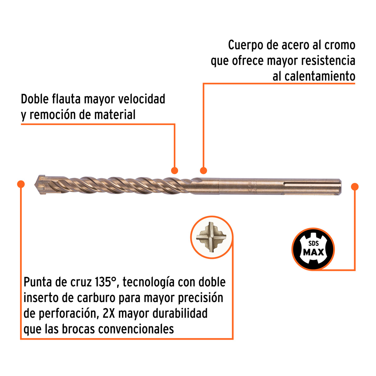 Broca SDS Ma X de 7/8 X 13', Truper
