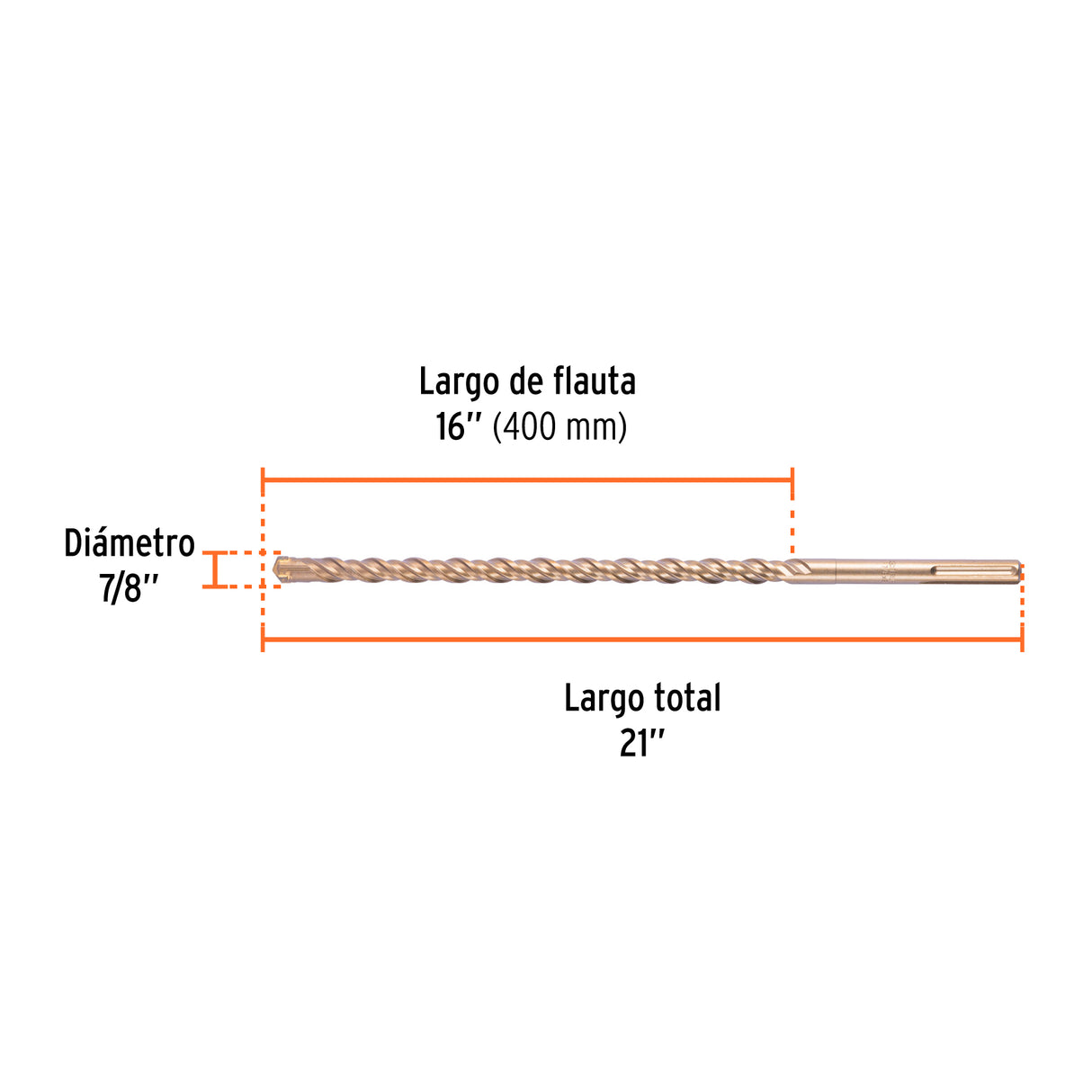 Broca SDS Ma X de 7/8 X 21', Truper