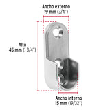 Brida Niquelada para Tubo Ovalado de Clóset, Hermex