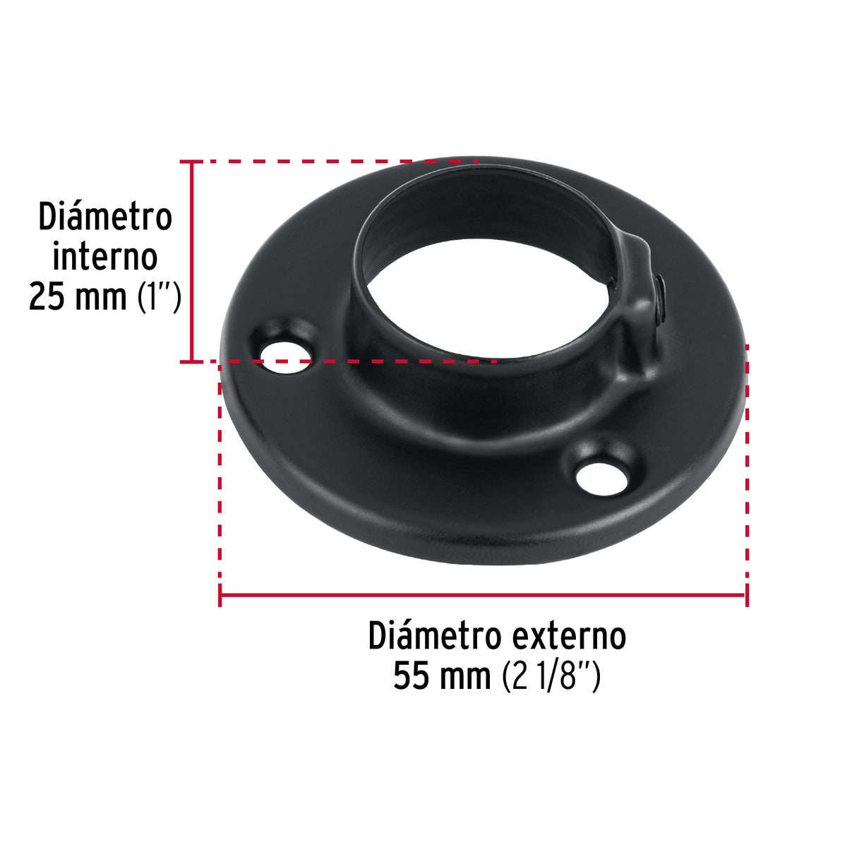 Brida Negra para Tubo Redondo de Closet, Hermex