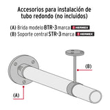 Brida Cromada para Tubo Redondo de Clóset, Hermex