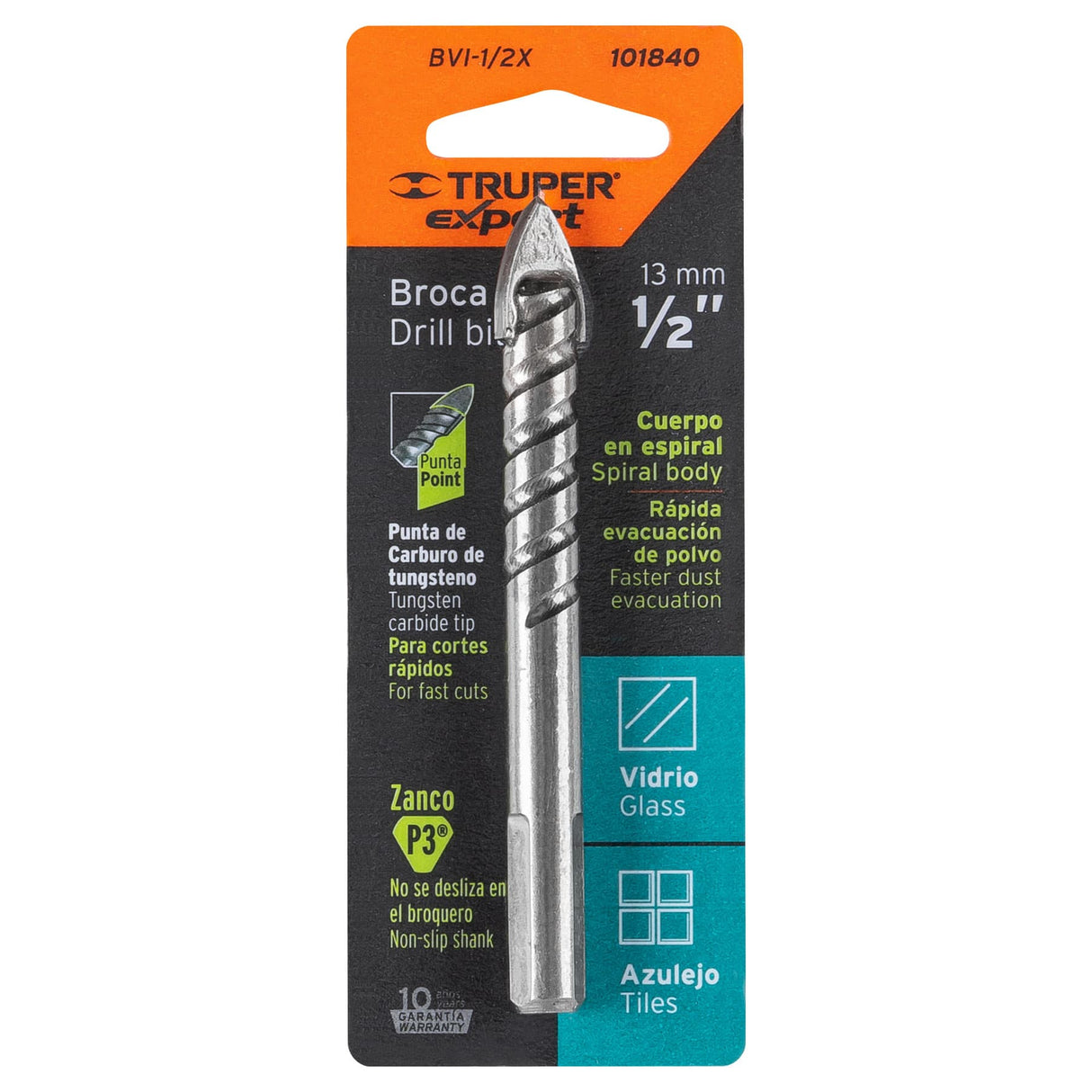 Broca para Vidrio y Azulejo 1/2', Truper Expert