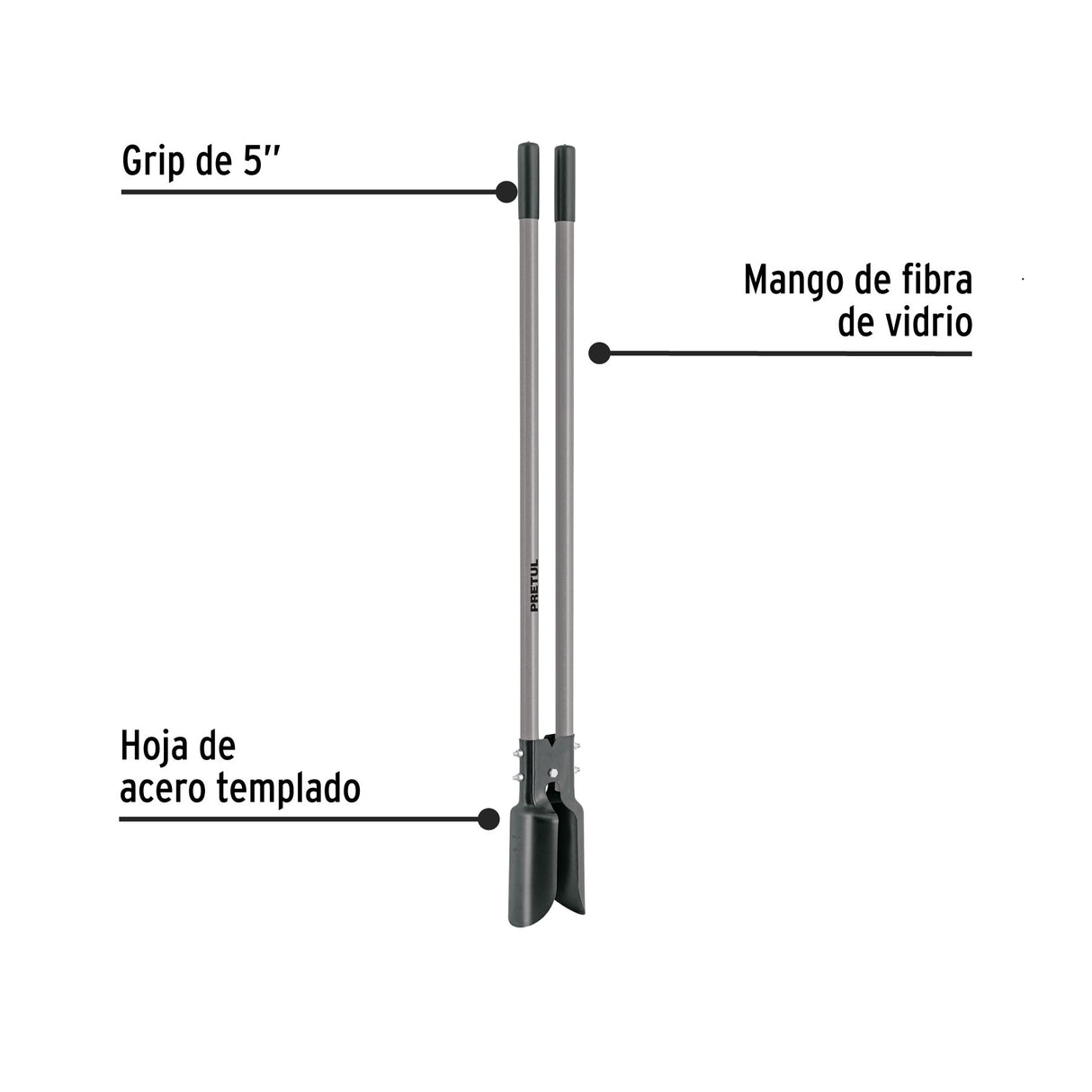 Cavador Mangos de Fibra de Vidrio 44', Pretul