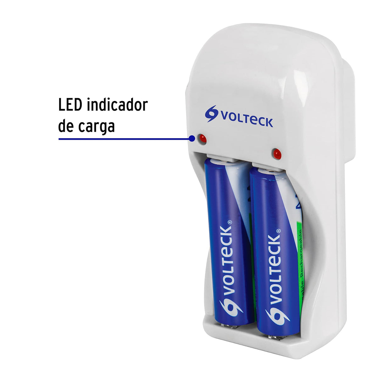 Cargador de Pilas, Aa, Aaa y 9 V, Incluye 2 Pilas Aa, Volteck