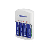 Cargador de Pilas, Aa, Aaa y 9 V, Incluye 4 Pilas Aa, Volteck