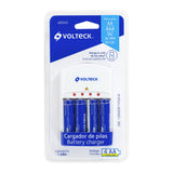 Cargador de Pilas, Aa, Aaa y 9 V, Incluye 4 Pilas Aa, Volteck