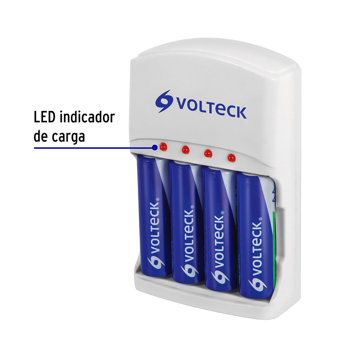 Cargador de Pilas, Aa, Aaa y 9 V, Incluye 4 Pilas Aa, Volteck