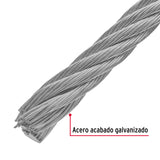 Metro de Cable Rígido 1/2' de Acero 7X7 Hilos, 75 m, Fiero