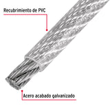 Metro Cable Flexible 1/4' Acero 7X19 Recubierto PVC, 75 m