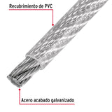 Metro de Cable Rígido 1/4' Acero 7X7 Recubierto PVC, 300 m