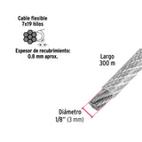 Metro Cable Flexible 1/8' Acero 7X19 Recubierto PVC, 300 m