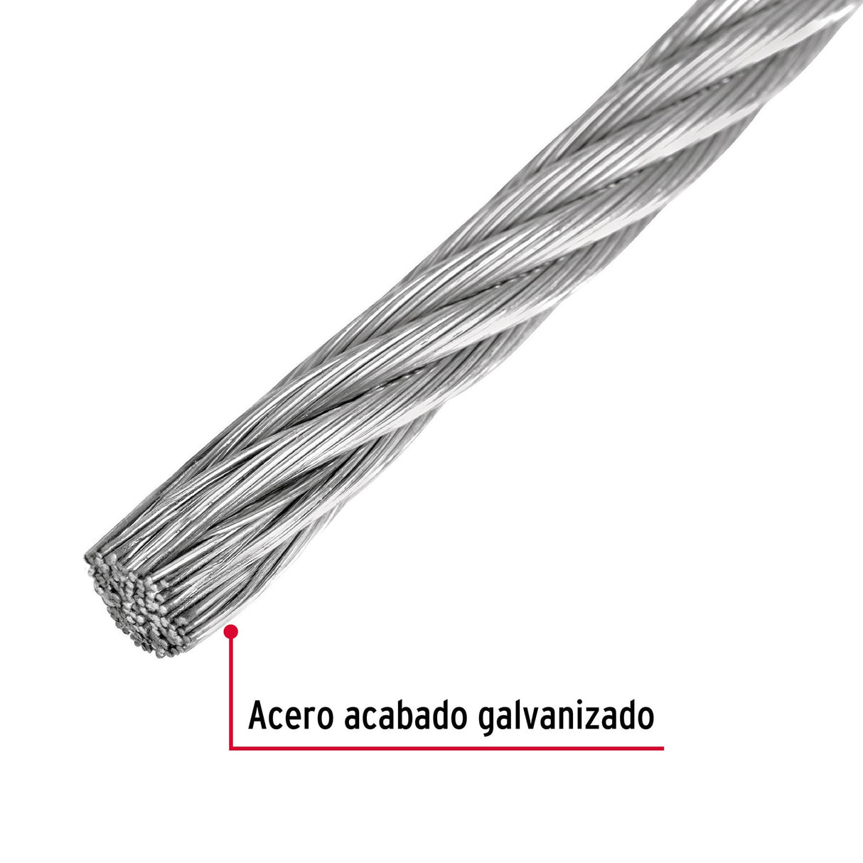 Metro de Cable Rígido 1/8' de Acero 7X7 Hilos, 300 m, Fiero