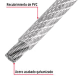 Metro de Cable Rígido 1/8' Acero 7X7 Recubierto PVC, 75 m