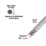 Metro de Cable Rígido 1/8' Acero 7X7 Recubierto PVC, 75 m