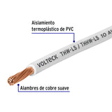 Carrete con 10 m de Cable Thhw-ls 10 AWG Blanco, Volteck