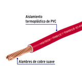 Carrete con 10 m de Cable Thhw-ls 10 AWG Rojo, Volteck