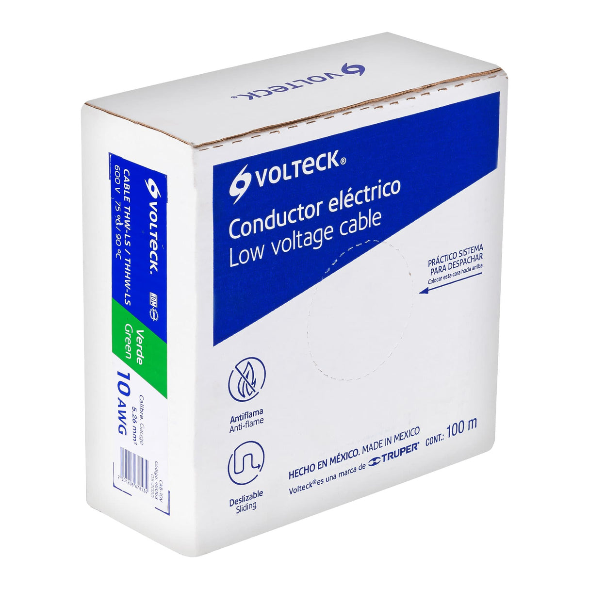 Rollo de 100 m de Cable Thhw-ls 10 AWG Verde, Volteck