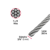 Metro de Cable Flexible 3/16' de Acero 7X19 Hilos, 300 m