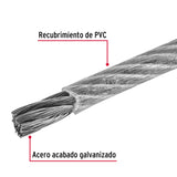 Metro Cable Flexible 3/16' Acero 7X19 Recubierto PVC, 75 m