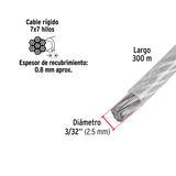 Metro de Cable Rígido 3/32' Acero 7X7 Recubierto PVC, 300 m