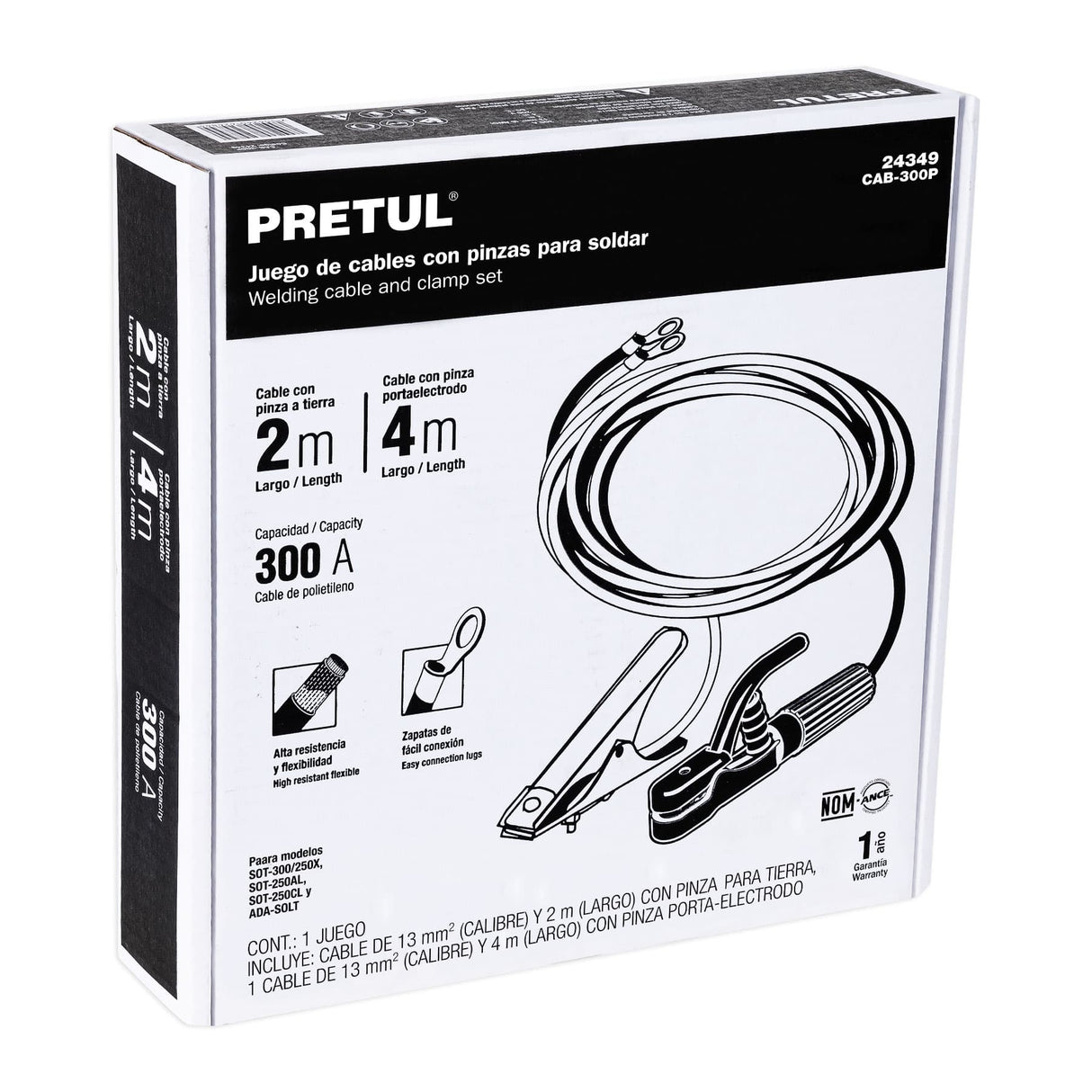 Cables con Pinzas para Soldadoras de Arco y Ada-solt, Pretul