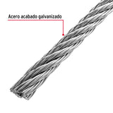 Metro de Cable Flexible 5/16' de Acero 7X19 Hilos, 75 m