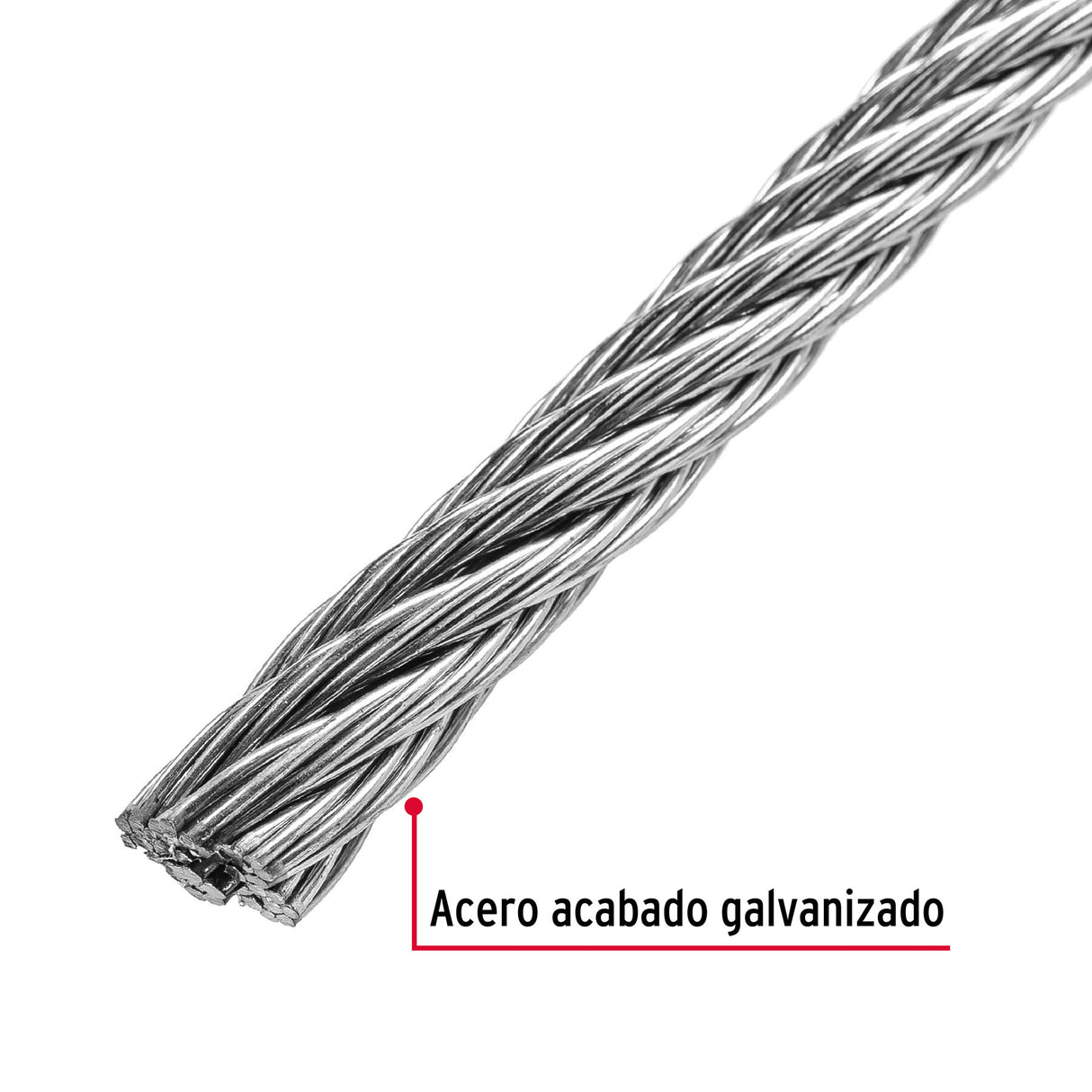 Metro de Cable Rígido 5/16' de Acero 7X7 Hilos, 75 m, Fiero