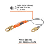 Línea de Vida 1.8 m Cable de Acero, Absorbedor Impacto, Ansi
