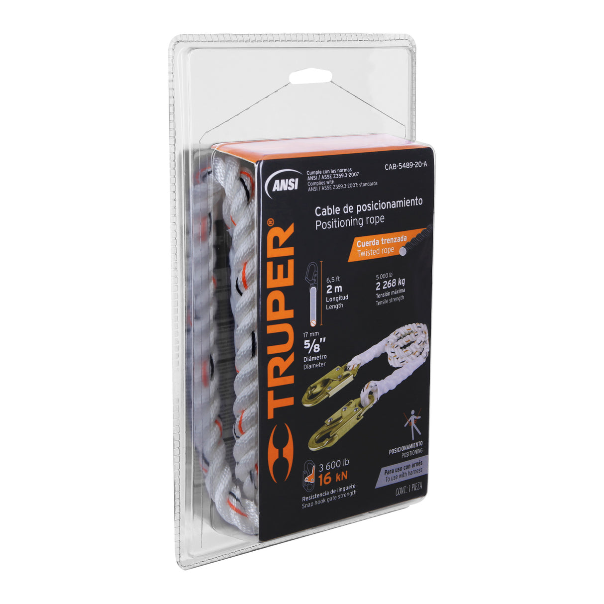 Cable de Posicionamiento Cuerda de Poliéster de 2 m, Ansi