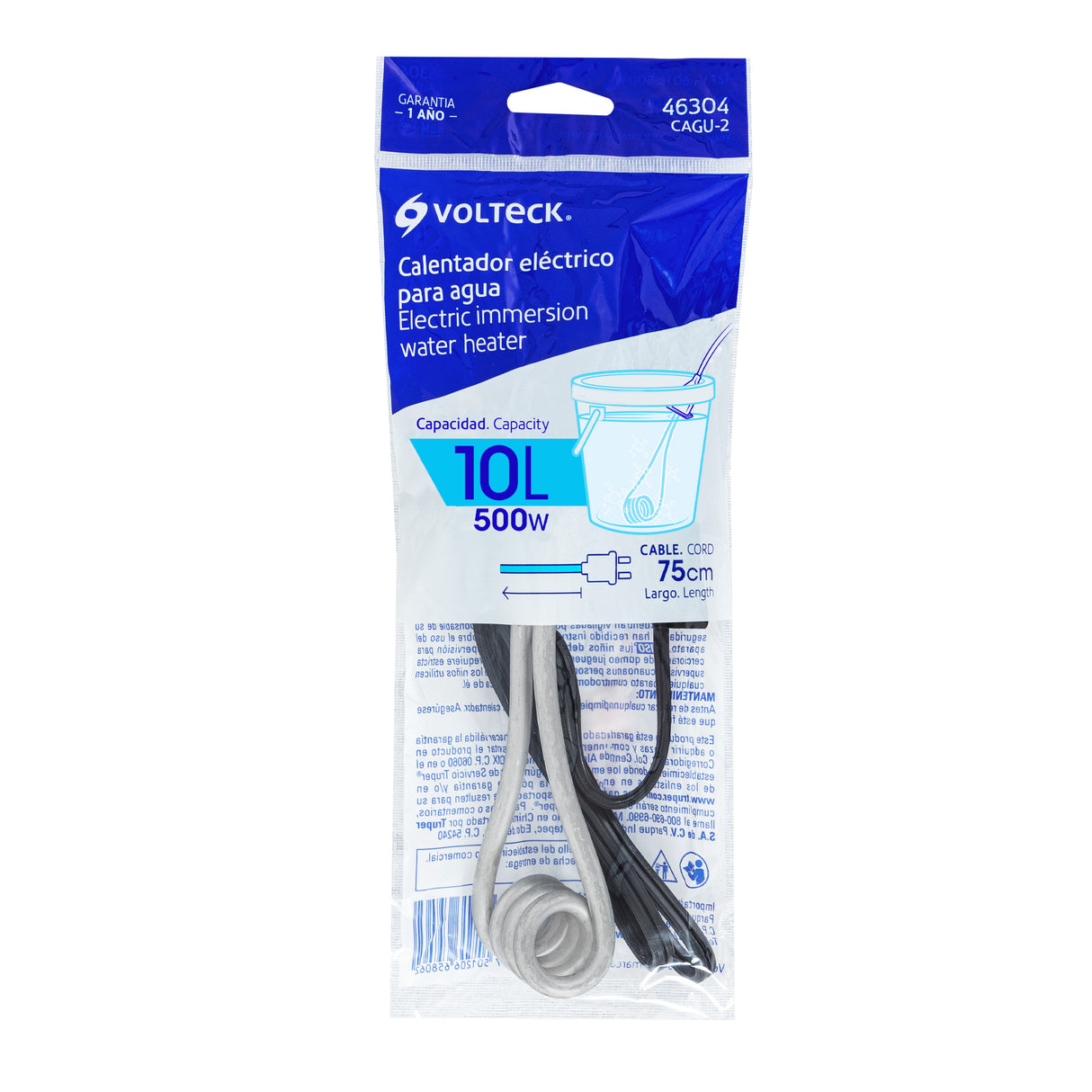 Calentador de Inmersión para Agua #2 de 10 L, 500 W, Volteck