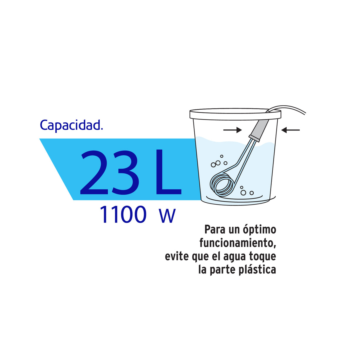 Calentador de Inmersión para Agua #6 de 23 L, 1100 W, Volteck