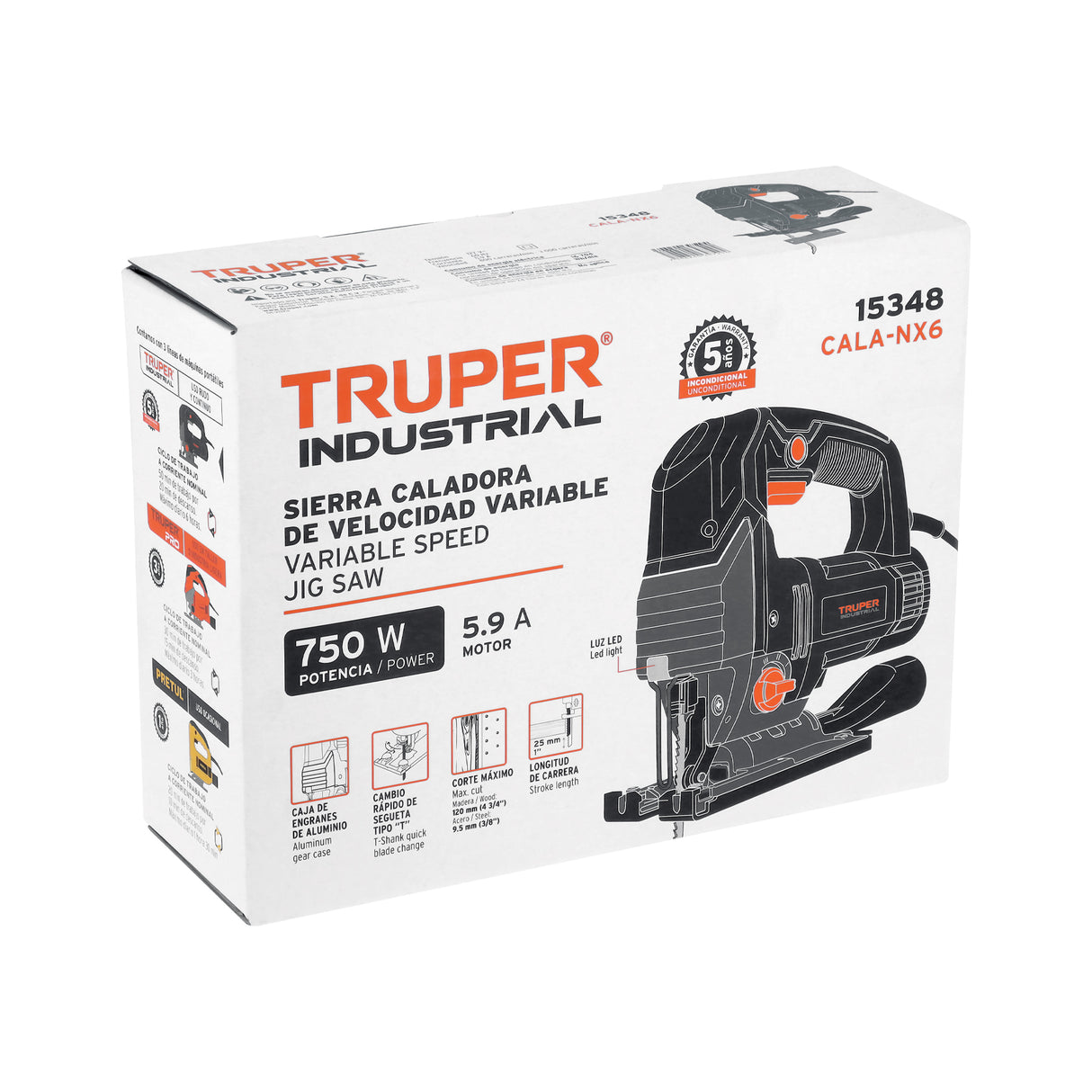 Sierra Caladora 750 W 5.9 a Vel. Variable, Truper Industrial