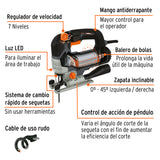 Sierra Caladora 750 W 5.9 a Vel. Variable, Truper Industrial