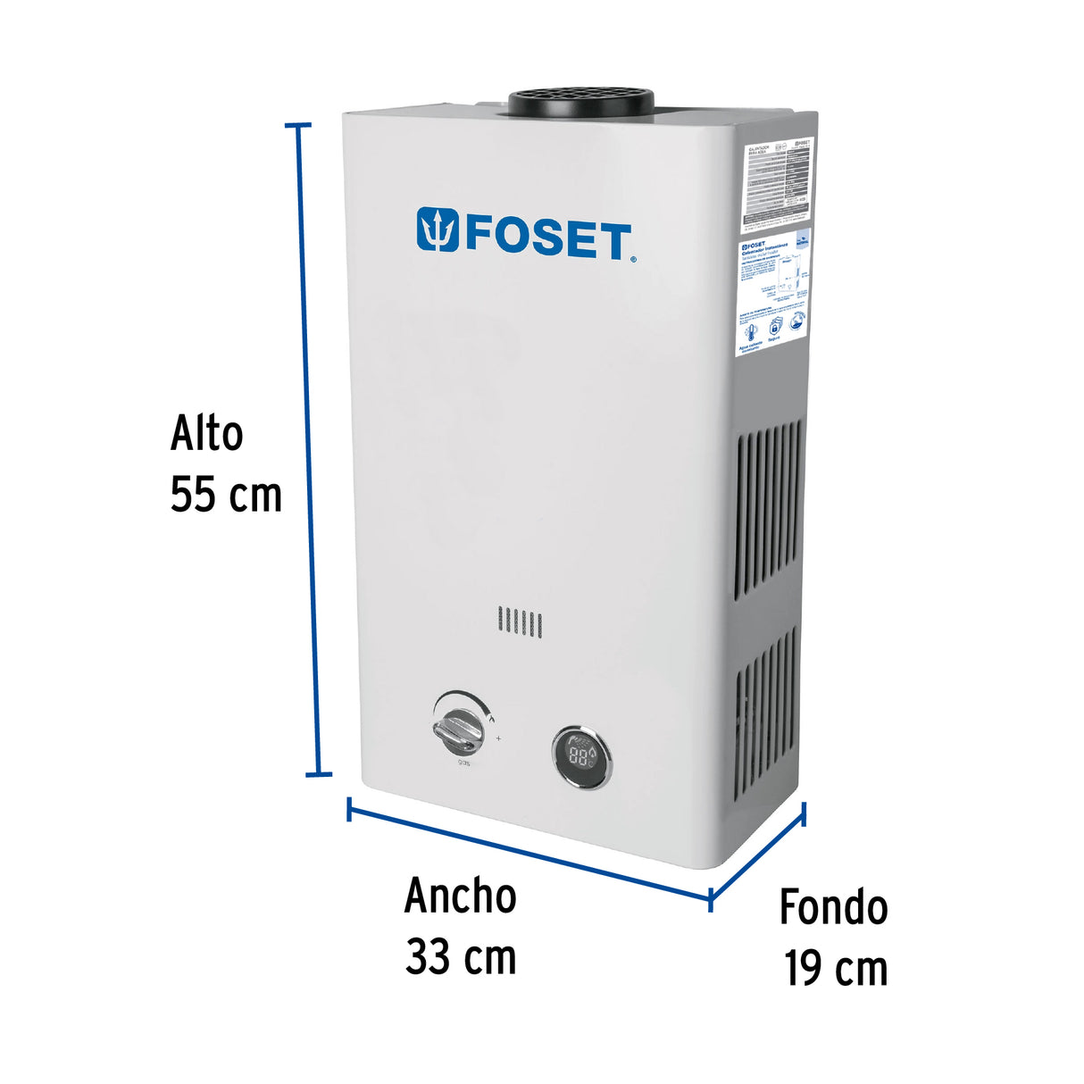Calentador Instantáneo, 11 L, 2 Servicios, Gas Natural, Foset
