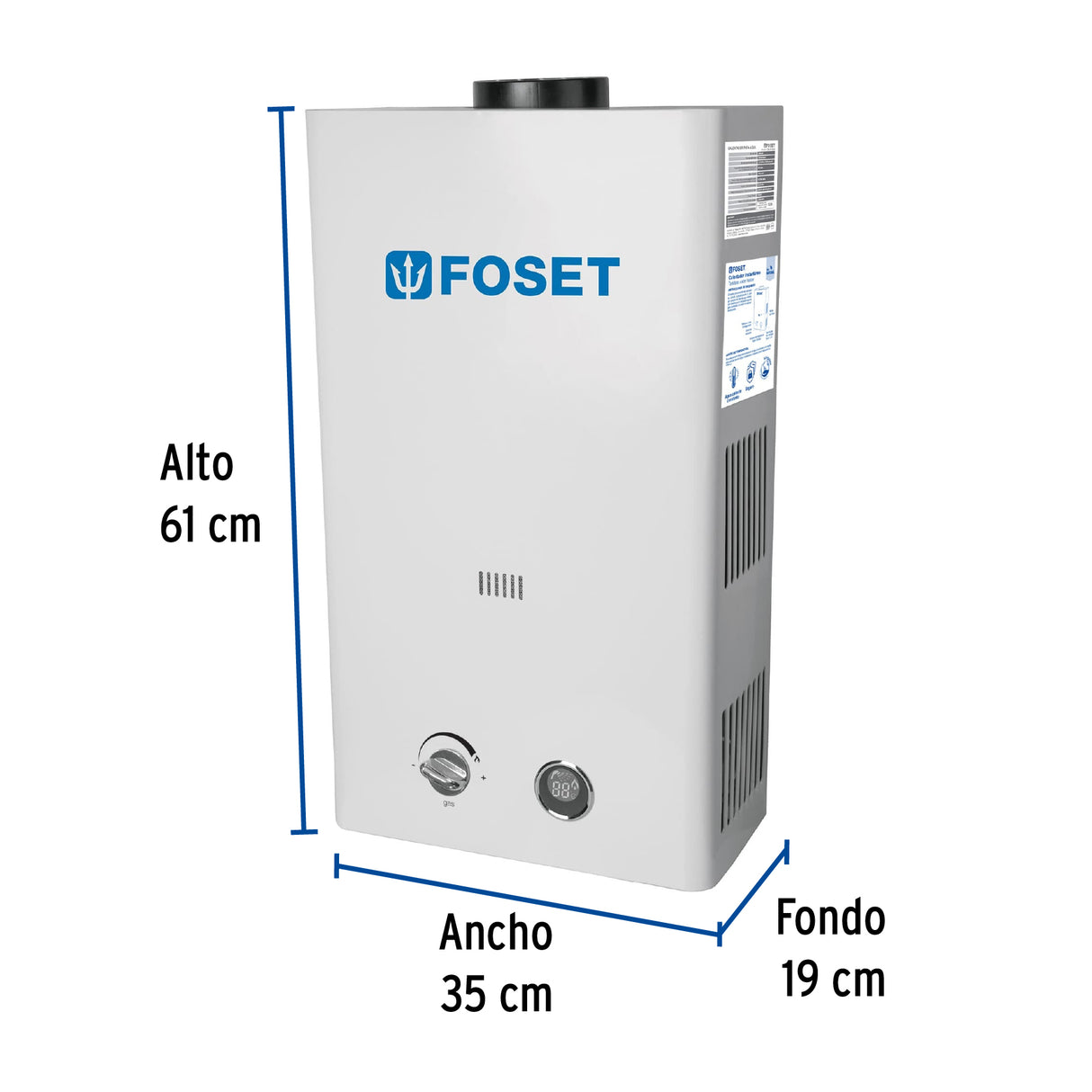 Calentador Instantáneo, 13 L, 3 Servicios, Gas Natural, Foset
