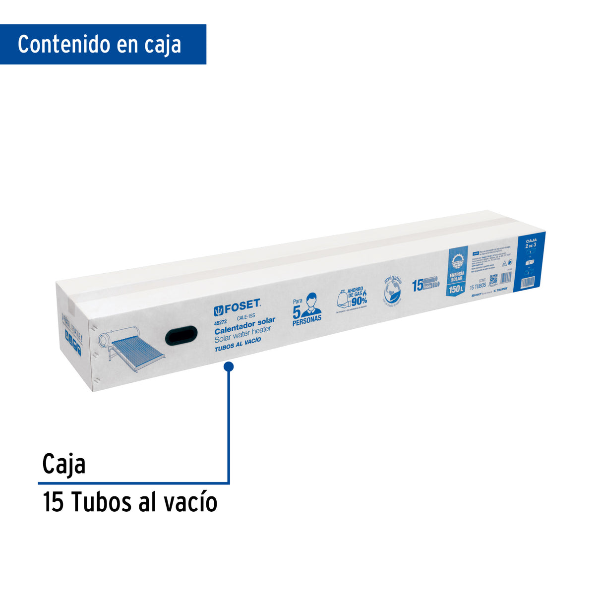 Caja C/15 Tubos para Calentador Solar CALE-15S, Foset