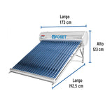 Calentador Solar de Agua, 20 Tubos, 240 L, 7 Personas, Foset