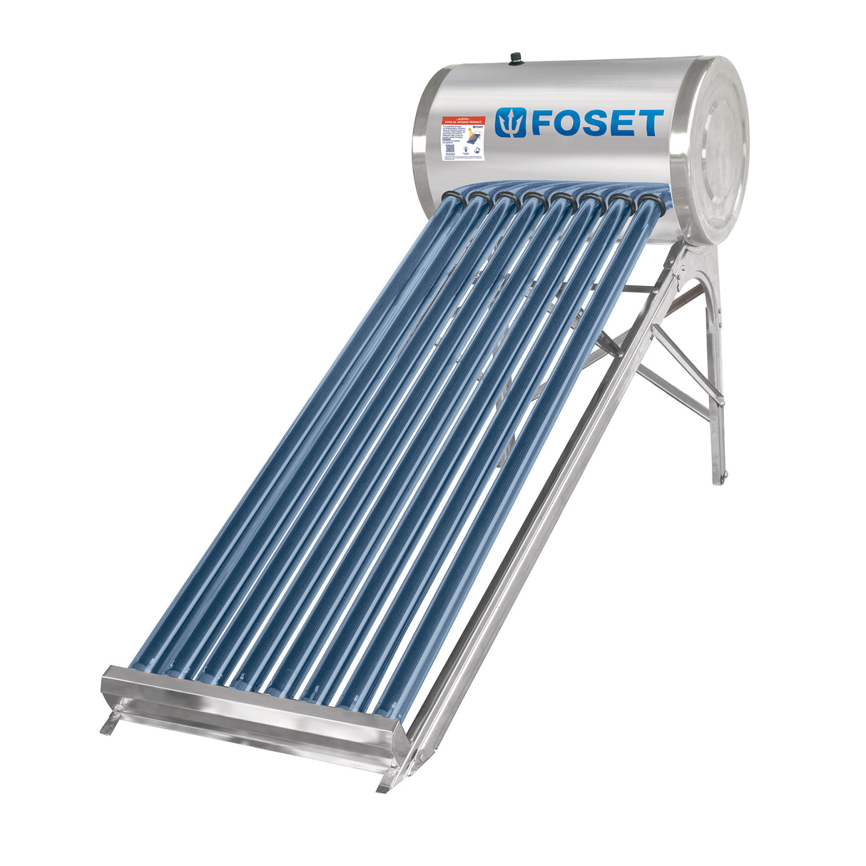 Calentador Solar de Agua, 8 Tubos, 94 L, 2 Personas, Foset
