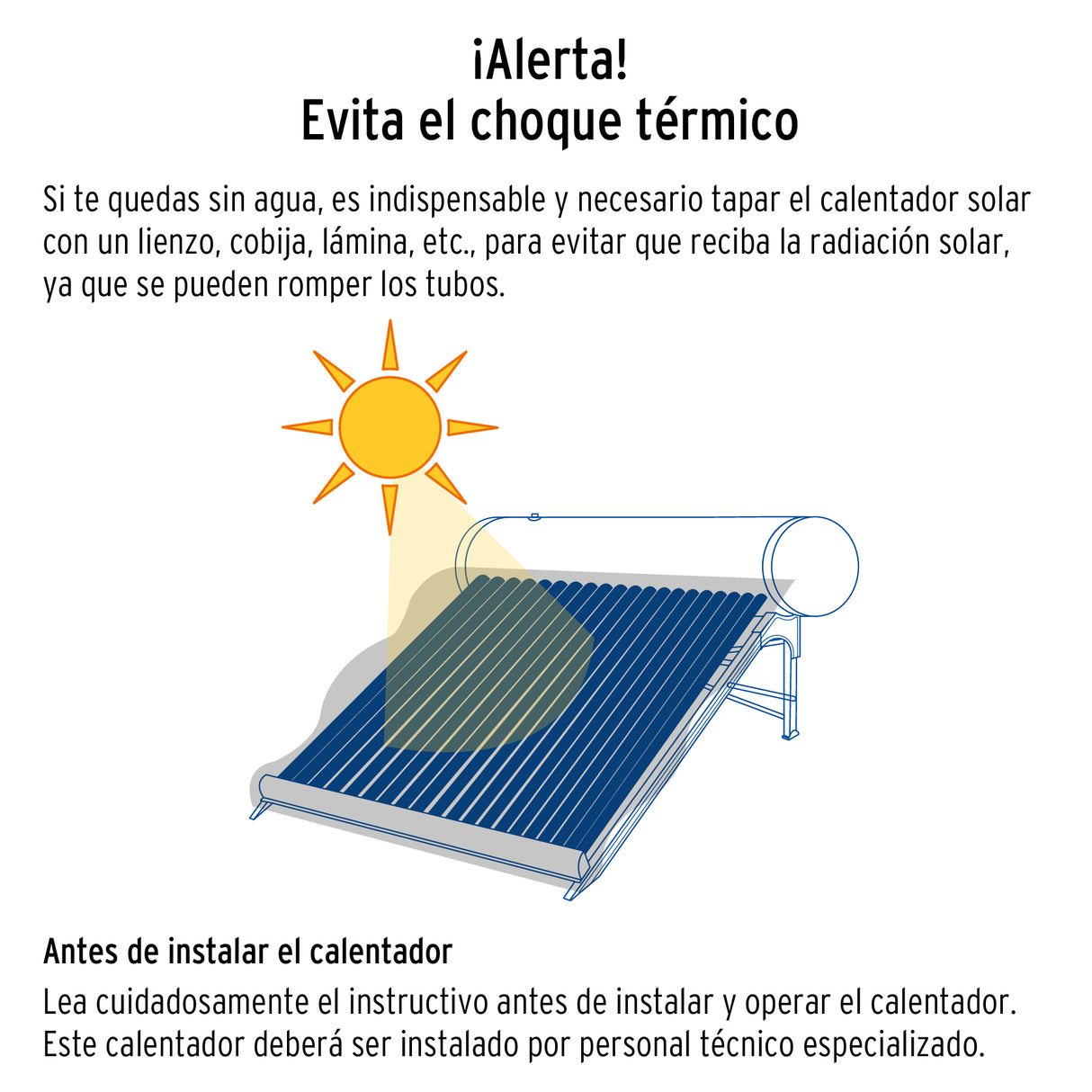 Calentador Solar de Agua, 8 Tubos, 94 L, 2 Personas, Foset