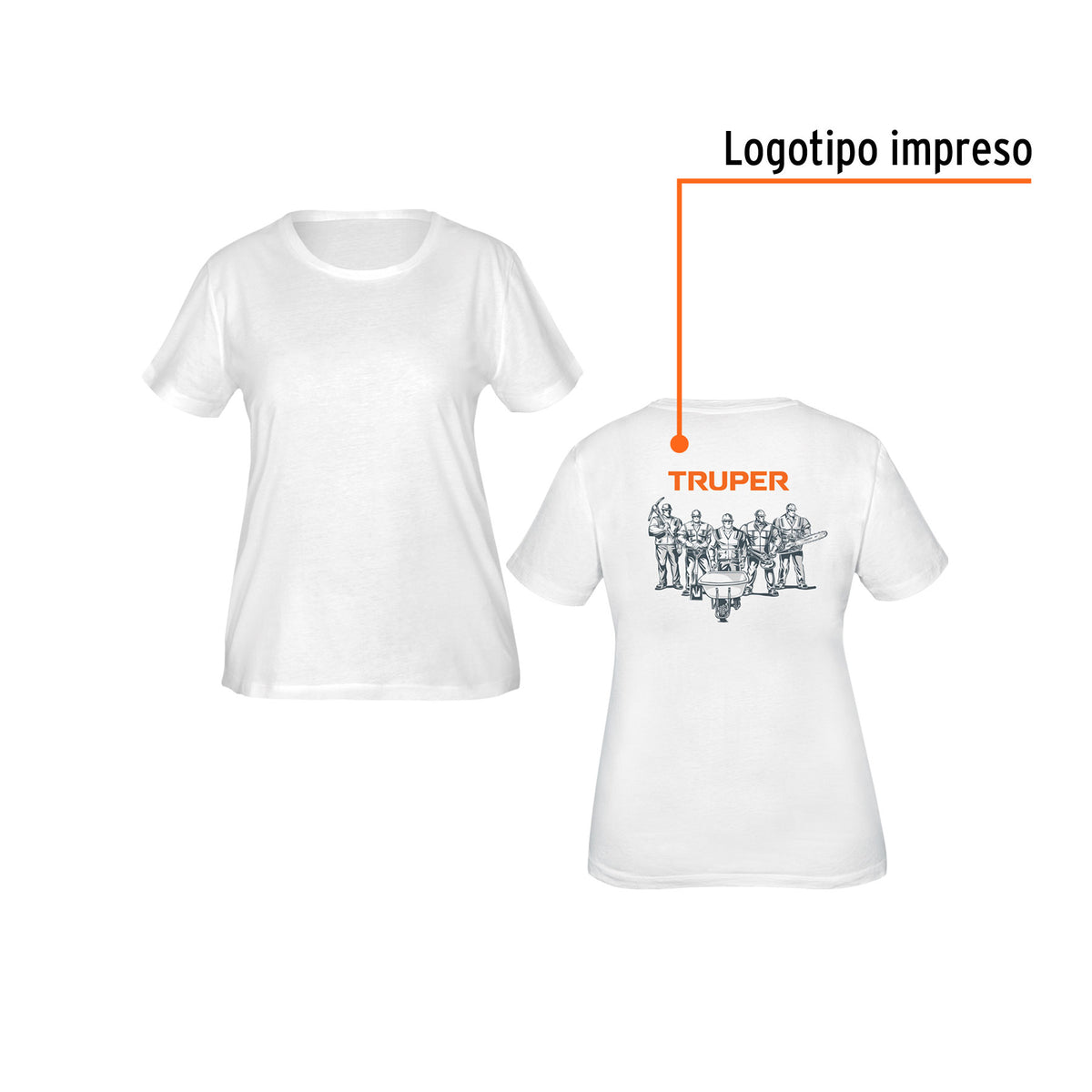 Playera Cuello Redondo para Mujer, Blanca, g, Truper