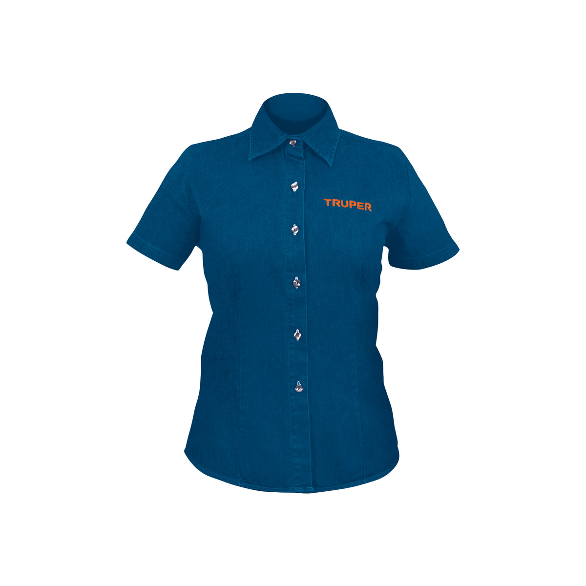 Camisa de Mezclilla Manga Corta para Mujer, m, Truper