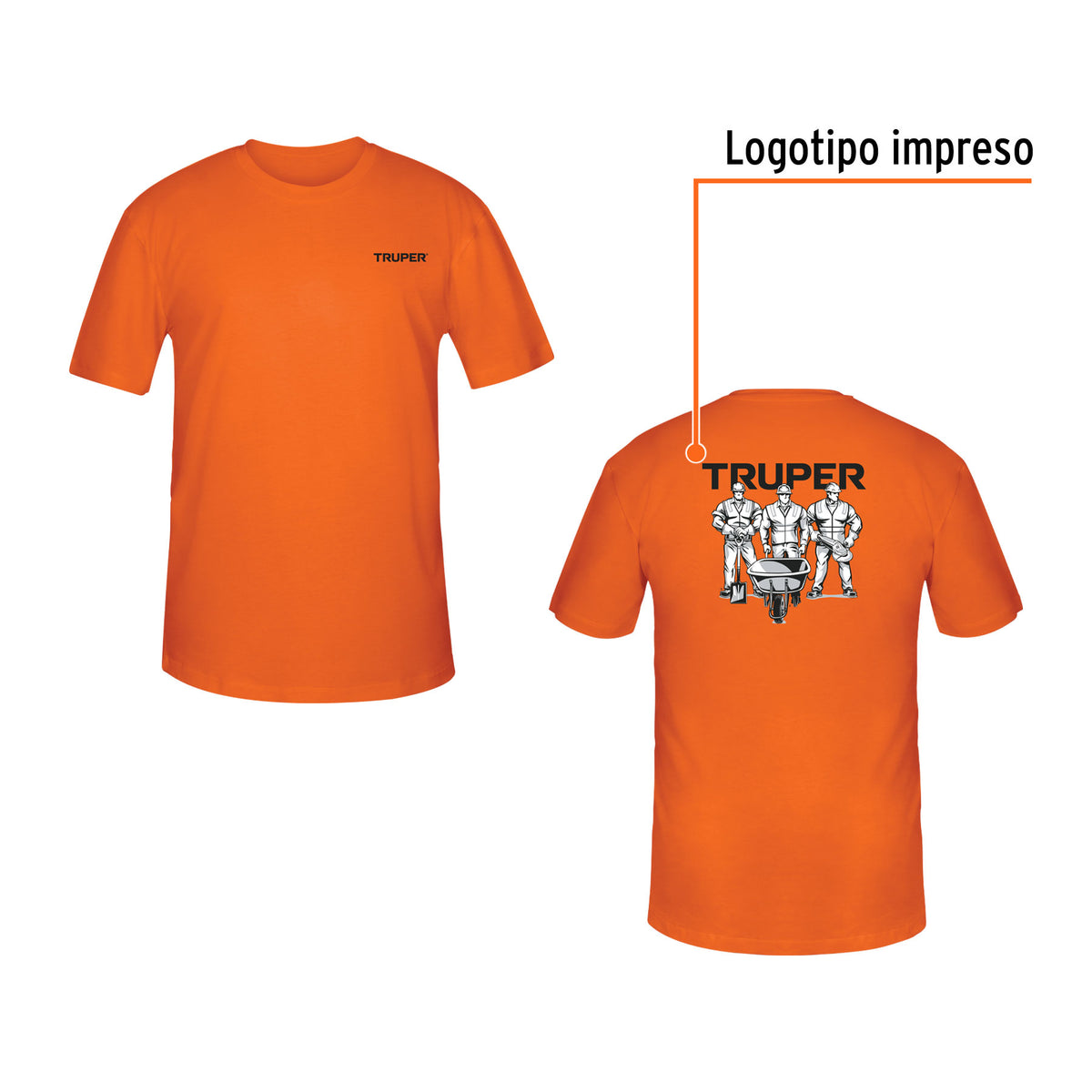 Playera Cuello Redondo para Hombre, Naranja, Ch, Truper