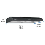 Campana Extractora 75 cm, Empotrable, Negra, Foset